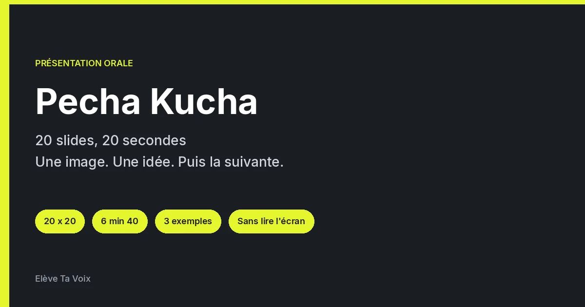 Pecha Kucha : méthode, exemples et présentation orale
