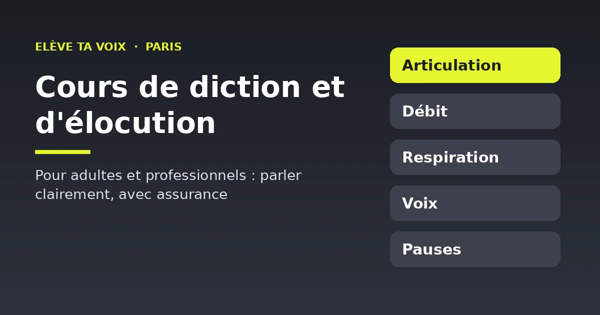 Cours de diction et d'élocution à Paris : articulation, débit, respiration et voix