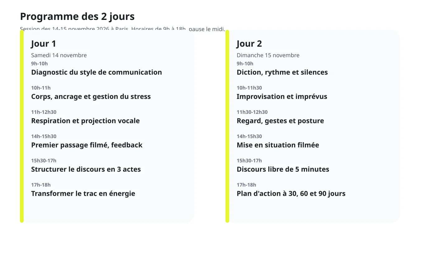 Programme du samedi 14 et du dimanche 15 novembre 2026, de 9h à 18h